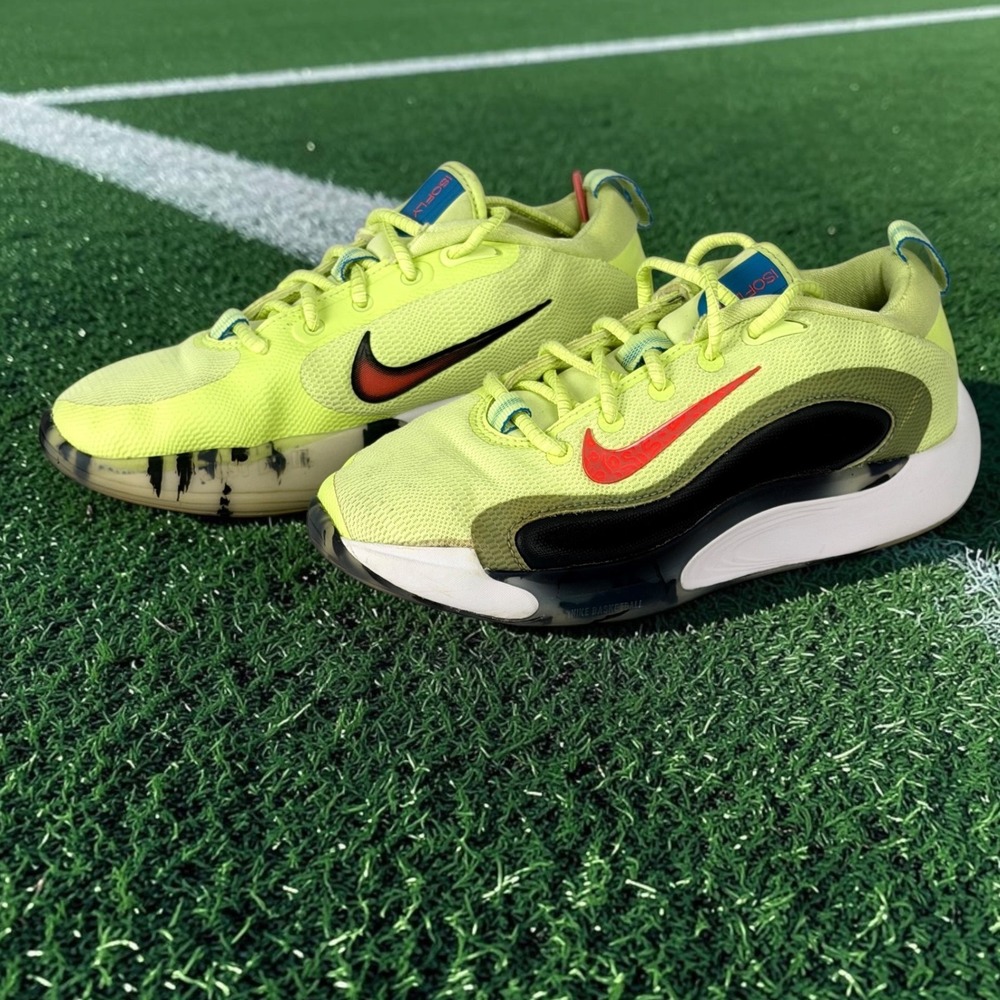 Nike Air Zoom Isofly Kids 4Y Basketball Shoes Volt Yellow Green Red FB7158-700